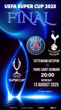 Black Joyful Super Cup 2025 Psg Vs Tottenham Hotspur  Instagram Story Instagram-verhaal template