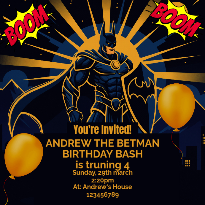 Black Joyful Superhero Birthday Party Instagram Post Template ...