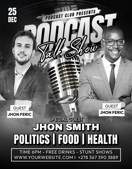 Talk Poster Examples Black Joyful Talk Show Podcast Banner Poster/ Template | PosterMyWall
