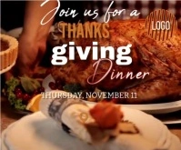 Black Joyful Thanks Giving Dinner Poster  Medium Rectangle Средний прямоугольник template