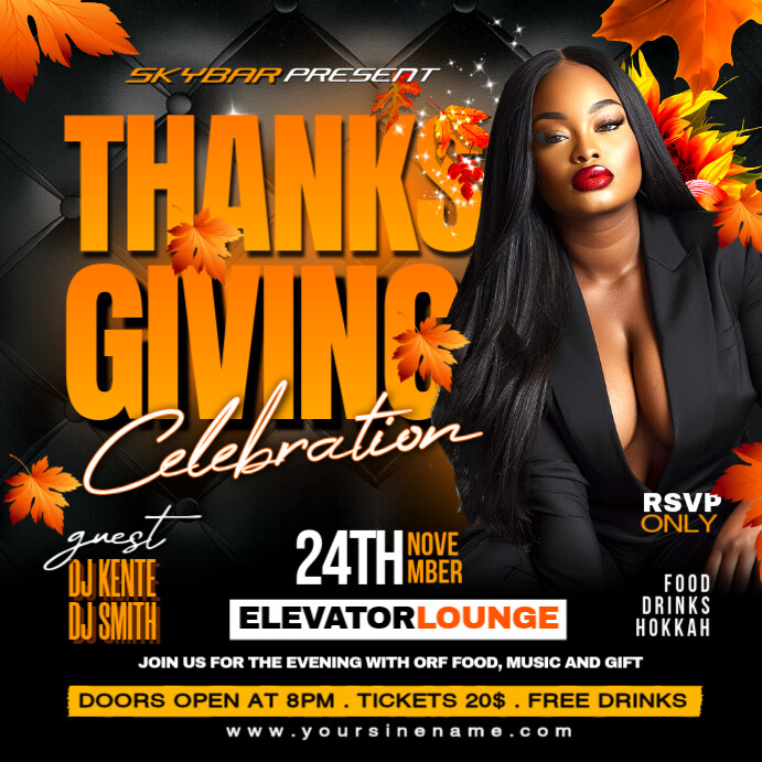 Black Joyful Thanksgiving Celebration Party Instagram Post template
