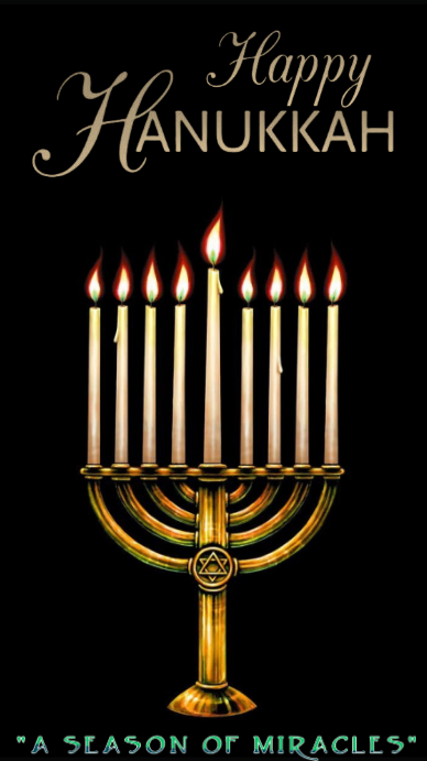 Black Joyful That Is A Classic And Elegant Image For The Holiday Of Hanukkah! Instagram Story template