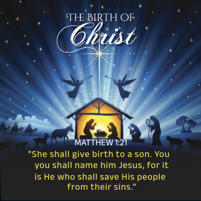 Black Joyful The Birth Of Christ/ Christmas Instagram Post Template ...