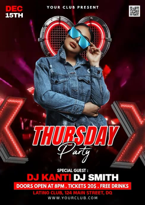 Black Joyful Thursday Night Party A4 Template | PosterMyWall