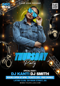 Black Joyful Thursday Party A4 template
