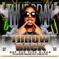 Black Joyful Thursday Throw Back Night Club Party Flyer Square (1:1) template