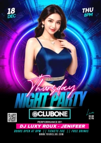 Black Joyful Thurstday Night Party Flyer A6 template