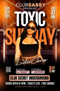 Black Joyful Toxic Saturday Party Banner 4' × template