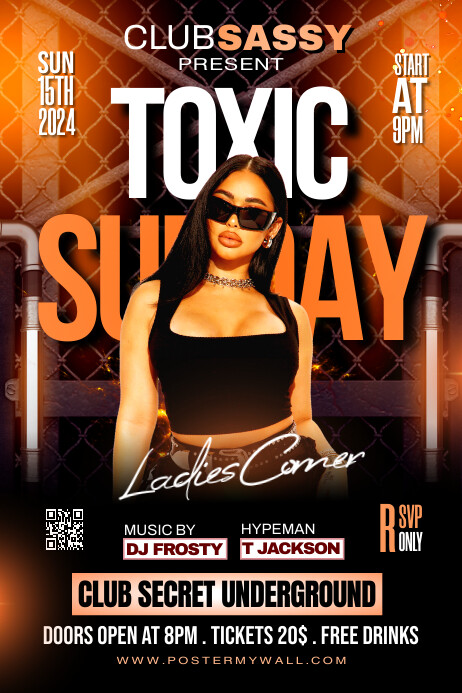 Black Joyful Toxic Saturday Party Banner 4' × template