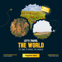 Black Joyful Travel The World With 75% Off – Limited Time Offer! Instagram Post template