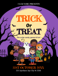 Black Halloween Trick or Treat Event Løbeseddel Template