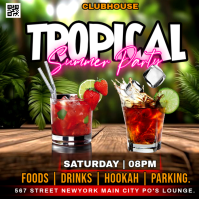 Black Joyful Tropical Summer Party Instagram Post template