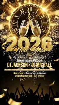 Black Joyful Typographic New Year Celebration Instagram Story Template Instagram Story