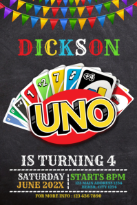 Preto UNO Birthday Party Poster Template