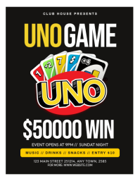Black UNO Game Night Flyer Template
