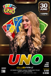 Black UNO Game Night Poster Template