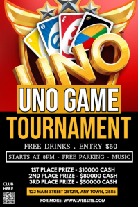 Black UNO Game Tournament Poster Template