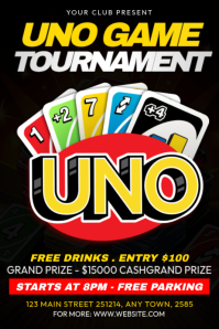 Black UNO Game Tournament Poster Template