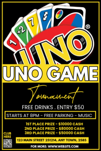สีดำ UNO Tournament Poster Template