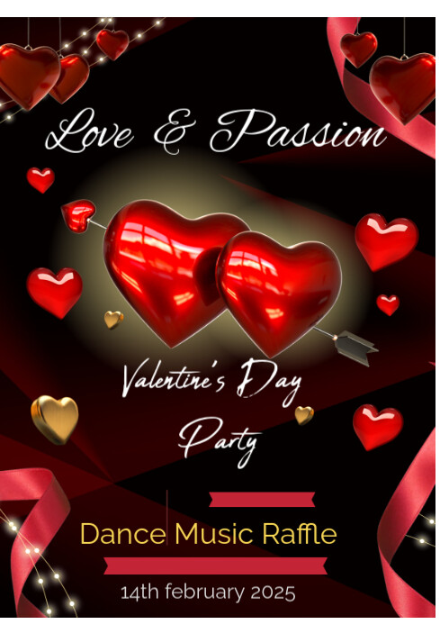 Black Joyful Val party card A4 template
