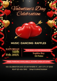 Black Joyful Valentine’s Day Menu Template A4