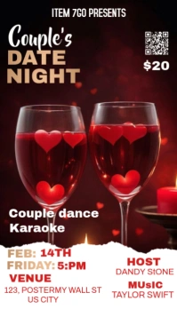 Black Joyful Valentine Couple's Date Night  Business Card นามบัตร template