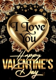 Black Joyful Valentine Message A5 template