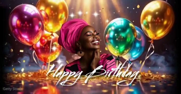 Black Joyful Video Phot Mock Up Audio Birthday Facebook Shared Image template
