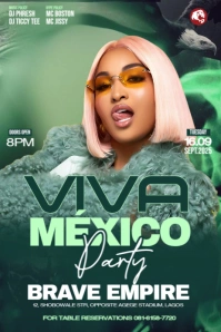 Black Joyful Viva Mexico Independence Day Party Flyer  Pinterest Graphic template