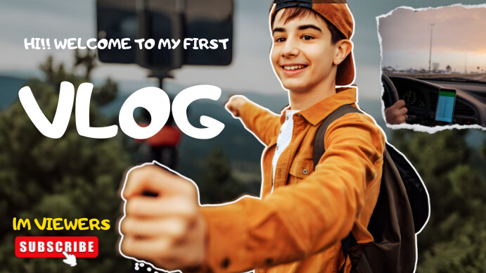 Black Joyful Vlog Youtube Thumbnail template