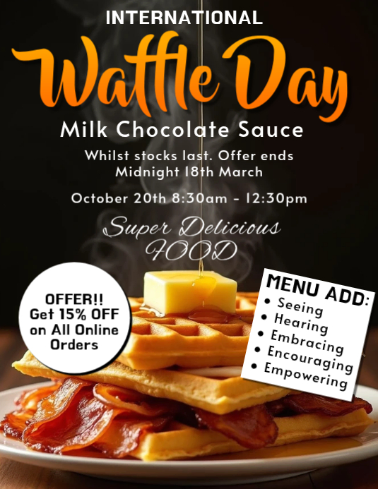 Black Joyful Waffle Day Promotion Flyer Templat | PosterMyWall