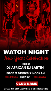 Black Joyful Watch Night New Year Celebration And Party  Instagram Story template