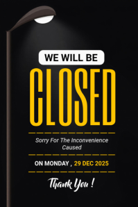Black Joyful We Are Closed  Poster template