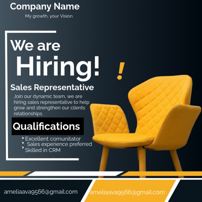 Black Joyful We Are Hiring  Instagram Post template