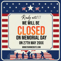 Black Joyful We Will Be Closed  On Memorial Day Instagram Post template