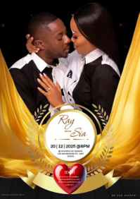 Black Joyful Wedding Anniversary  A4 template