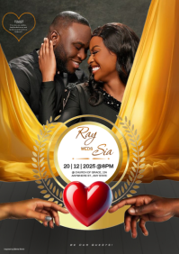 Black Joyful Wedding Anniversary  A4 template