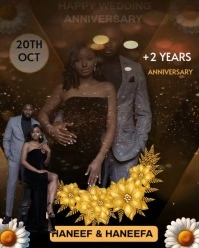 Black Joyful Wedding Anniversary Video Flyer Template  Instagram Portrait