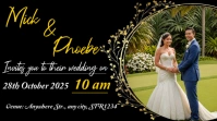 Black Joyful Wedding Couple Invitation Card  Digital Display (16:9) template