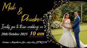 Black Joyful Wedding Couple Invitation Card  Digital Display (16:9) template