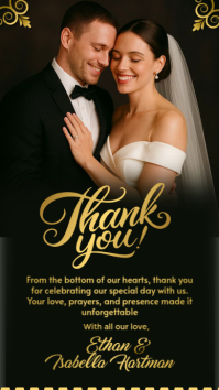 Black Joyful Wedding Thank You Appreciation Instagram Story template
