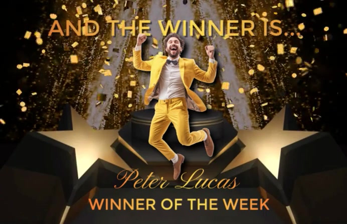 Black Joyful Weekly Winner Announcement Art Deco Victory Reveal Tabloid ...