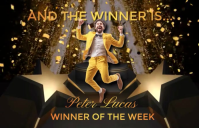 Black Joyful Weekly Winner Announcement Art Deco Victory Reveal Tabloid template