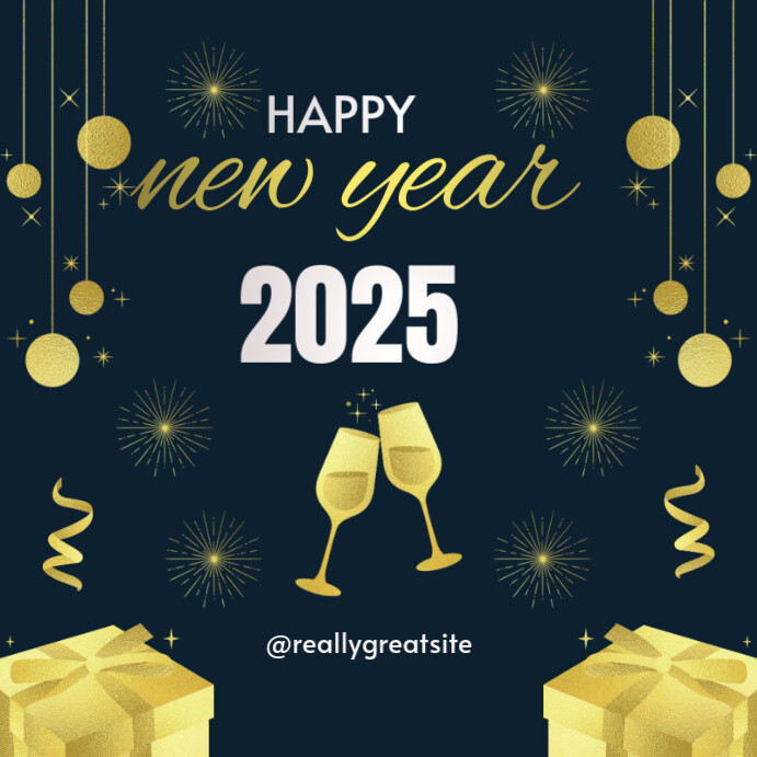 Black Joyful White And Gold Elegant Happy New Year Card Instagram Post Iphosti le-Instagram template