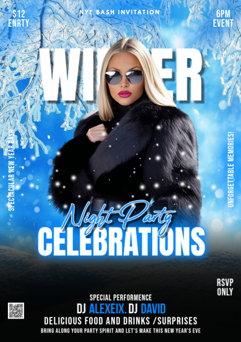 Black Joyful Winter Party  A4 template