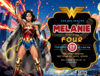 Negro Wonder Woman Birthday Invitation Flyer Template