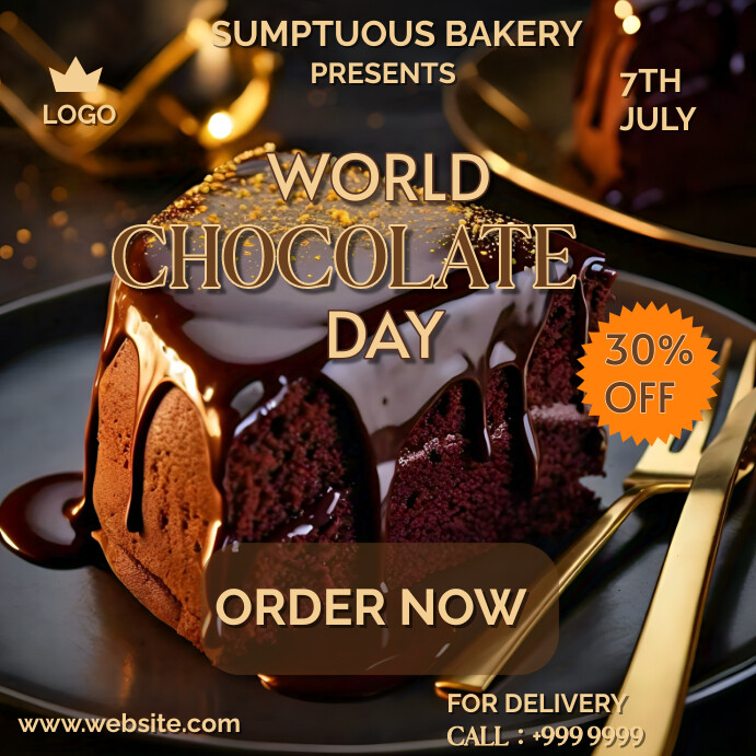 Plantilla de Black Joyful World Chocolate Day Instagram P | PosterMyWall
