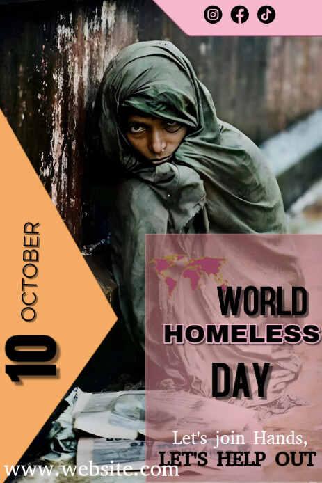 Pinterest Homeless Black Joyful World Homeless Day Pinterest Graphic Template | PosterMyWall