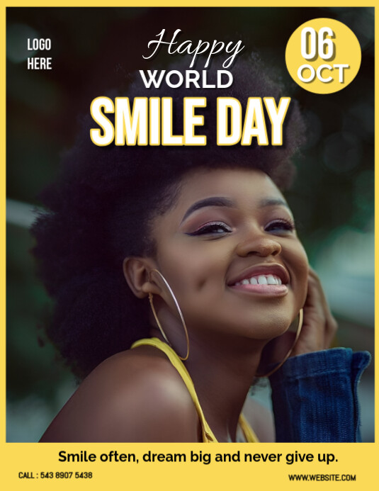 Black Joyful World Smile Day Flyer (us Letter) Template | PosterMyWall