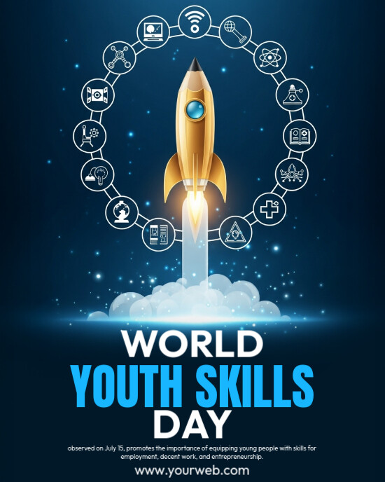 Black Joyful World Youth Skill Day Instagram Portrait template